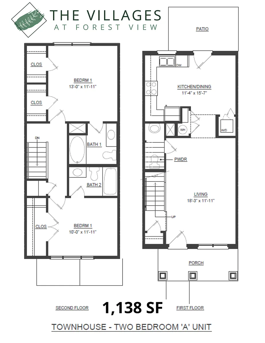 Floor plan Townhouse - 2 Bedroom A Unit