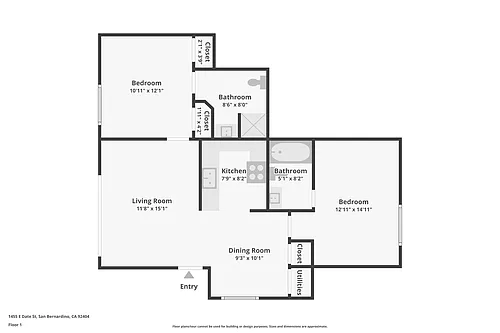 Floor plan 2 Bedroom 2 Bath