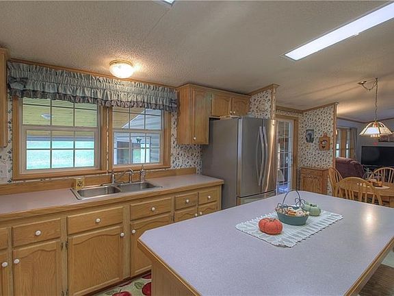 Kitchen looks into the back yard.