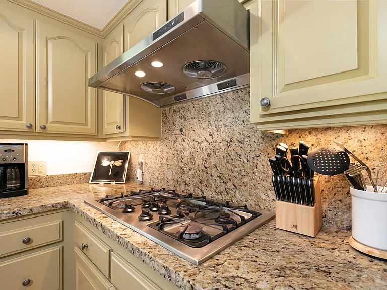 Gas stove, Kitchen Aid mixer, toaster, coffee maker etc.