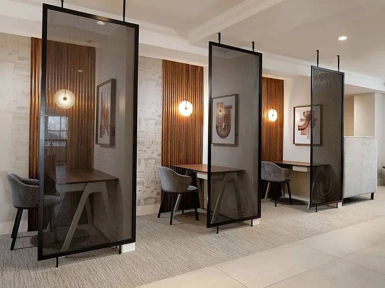 Resident lounge with work pods