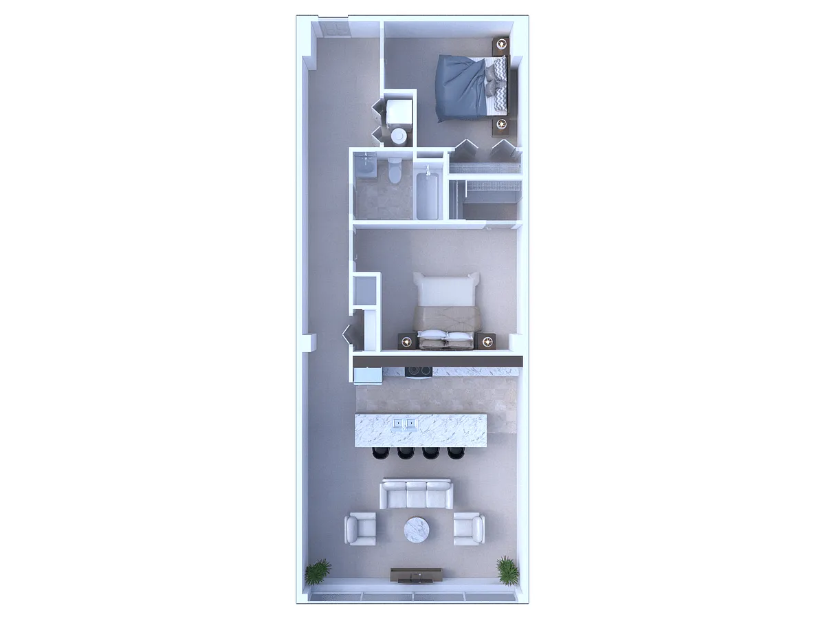 Floor plan 1 Bedroom/1 Bathroom w/ Den - 1099