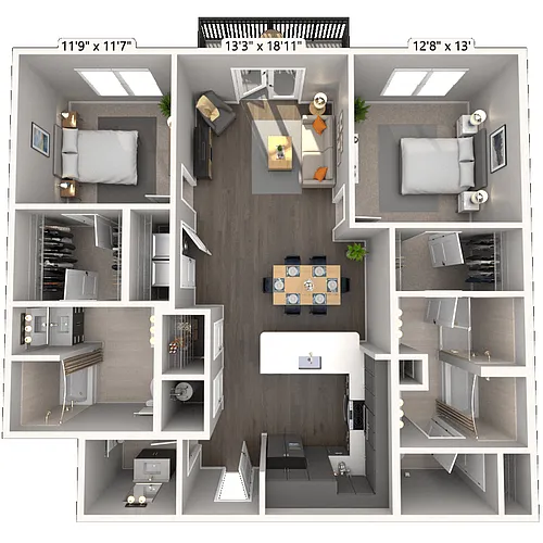 Floor plan B4 2x2 1247 SF-FP