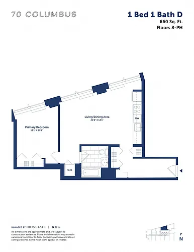 Floor plan 1 Bed 1 Bath D