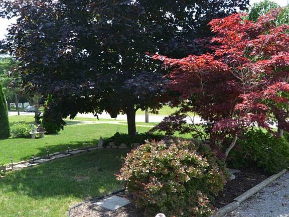 The yard is nicely landscaped and features many mature trees.  They proved both privacy and shade for the home.