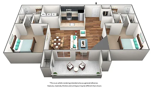 Floor plan 2 Bed 2 Bath Renovated - B2R