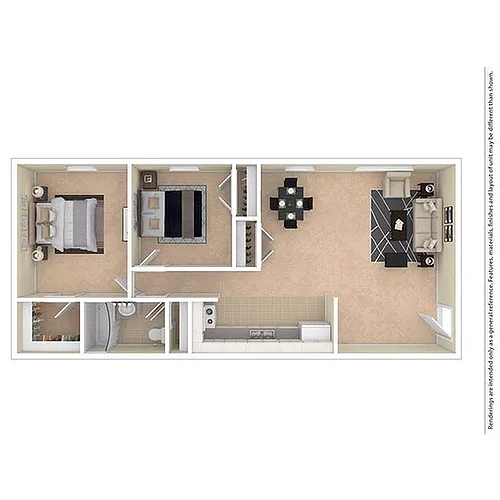 Floor plan 2 Bedroom/1 Bathroom