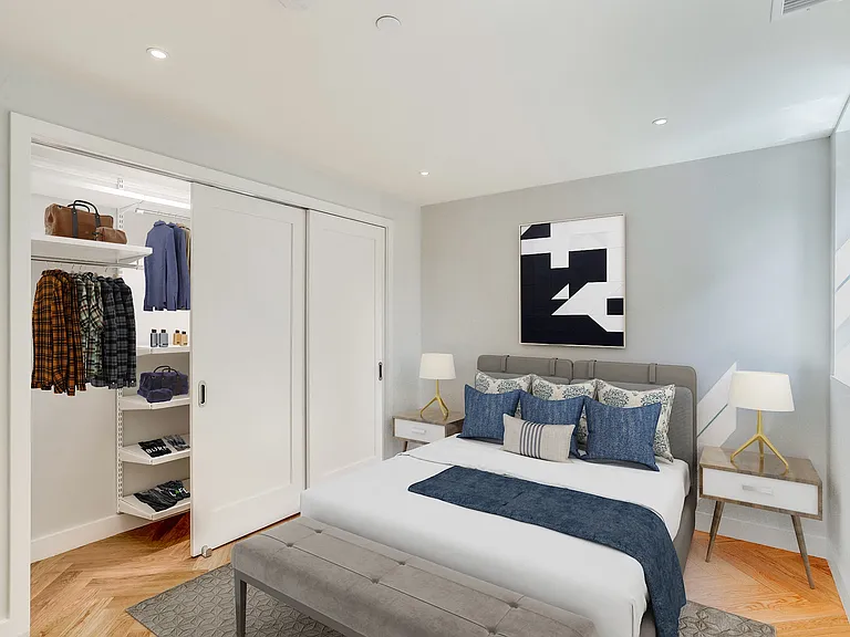 The Stanton one bedroom unit with custom Elfa closets