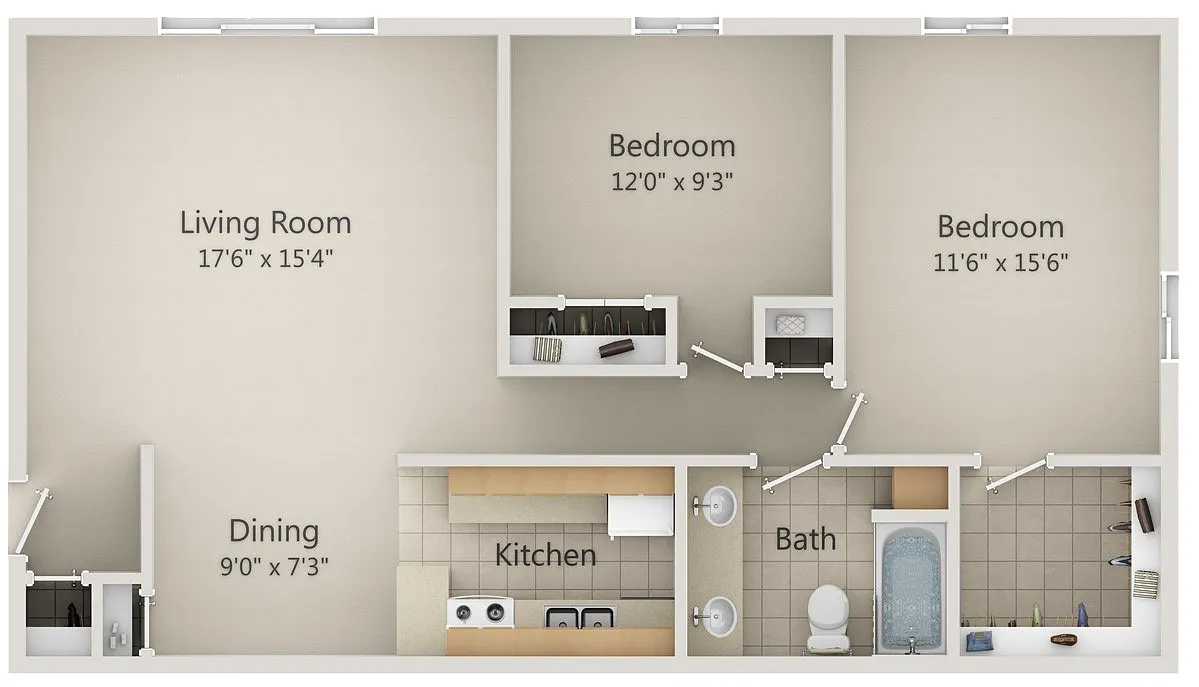 Floor plan 2 Bedroom Large