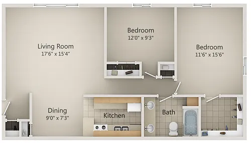 Floor plan 2 Bedroom Large