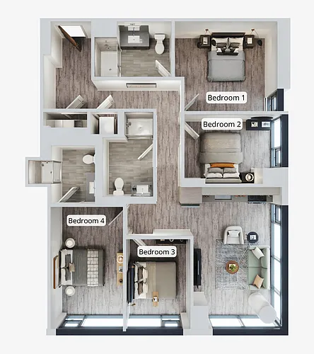 Floor plan D3 | leasing per bedroom