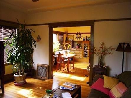 Living to dining room, hardwood floors