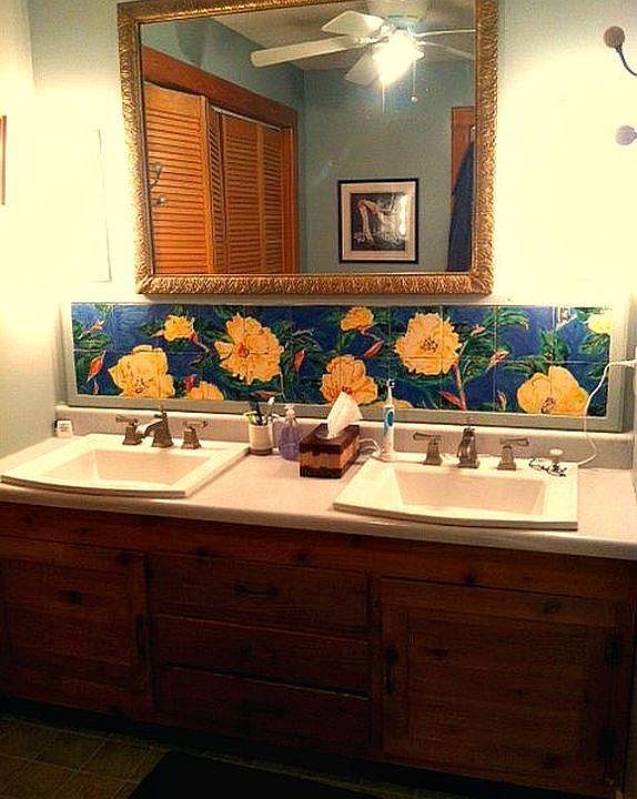 Tile mural in dressing room.