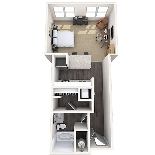 Floor plan Studio 0x1 585 SF