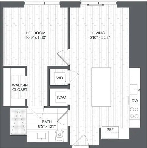 Floor plan 1 Bed/1 Bath-AA1