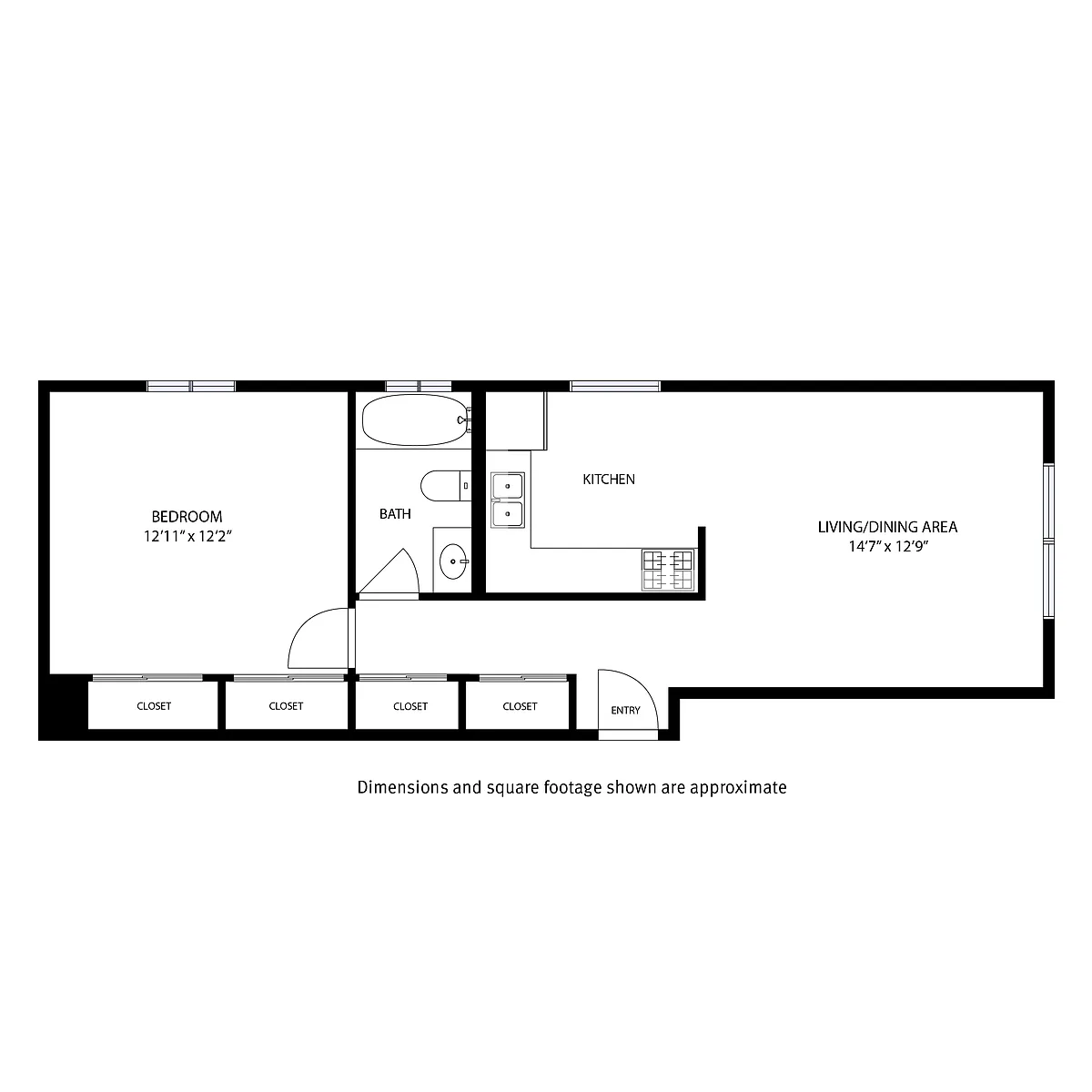 Floor plan 1 Bedroom / 1 Bath