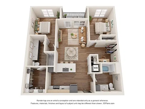 Floor plan 2 Bed+Den - D7