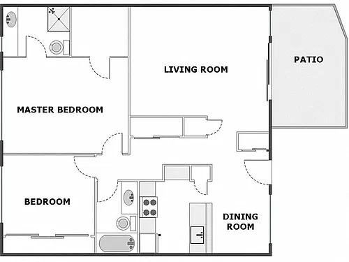 Floor plan 2 Bed / 2 Bath: Type B