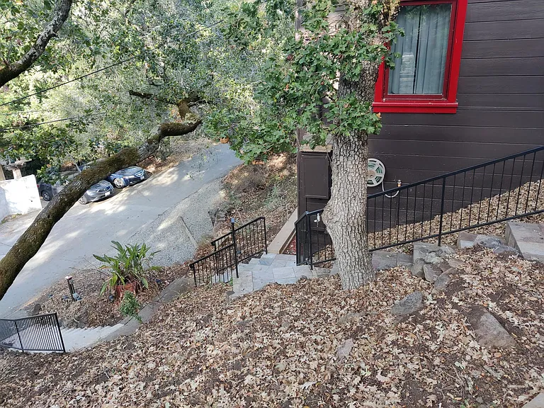 View of stairs down to parking area