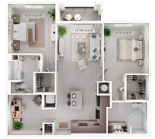Floor plan Adonis-Blue (2 Bed - Den)