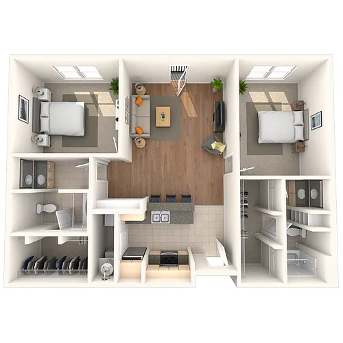 Floor plan Traditional 2x2 1024-1204 SF