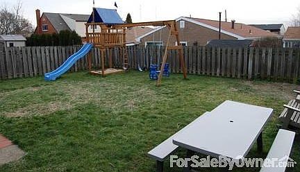 Spacious backyard, already fenced in and has a covered deck off of house