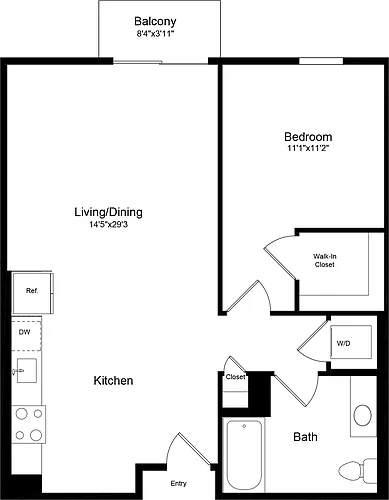 Floor plan 1A.2 with Balcony