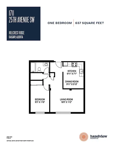 Floor plan 1 Bedroom, 1 Bathroom