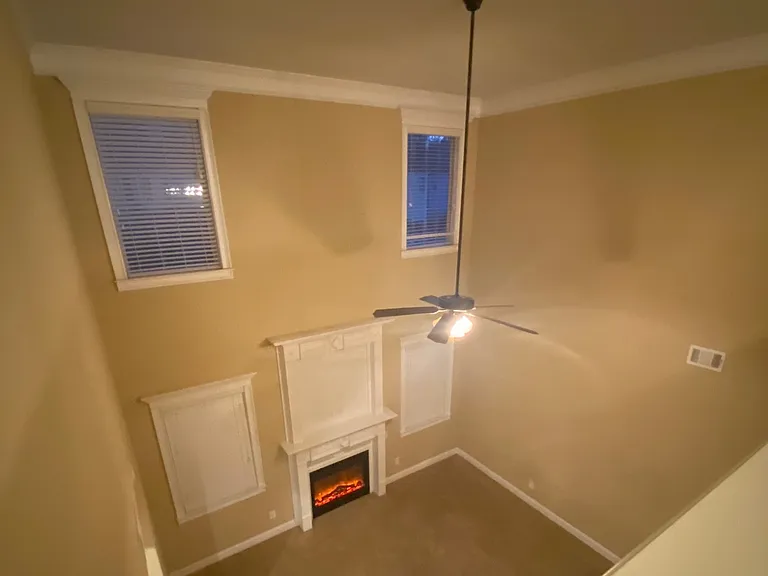 Living room as seen from the upstairs cat walk.