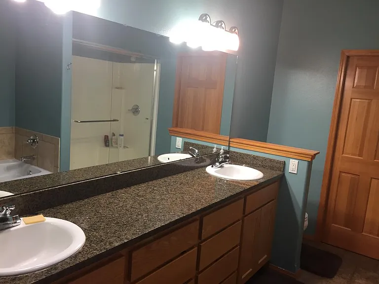 Master bath. Double sinks, jetted tub, double headed shower