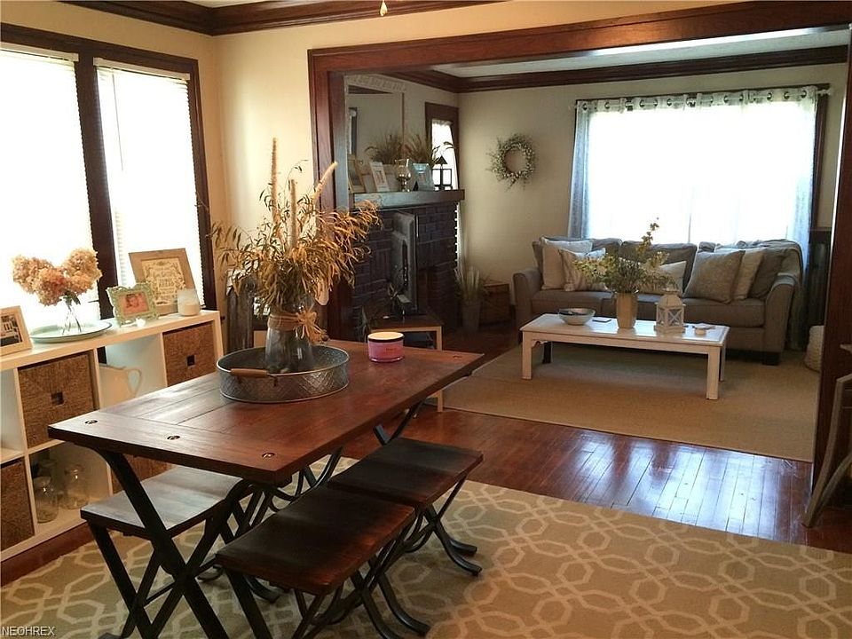 First-floor dining room looking into living room