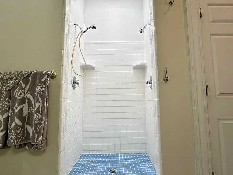 Walk-in shower with skylight- yes, you can see the stars.