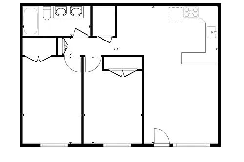 Floor plan Two Bedroom One Bath Remodel