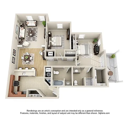 Floor plan Hoosick 3B and 3C and 3D