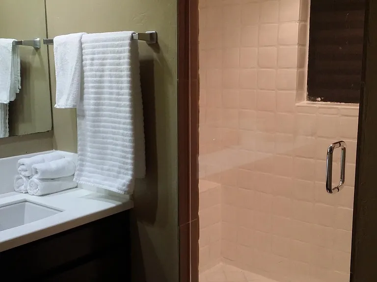 Shower room on the right: Towels are included