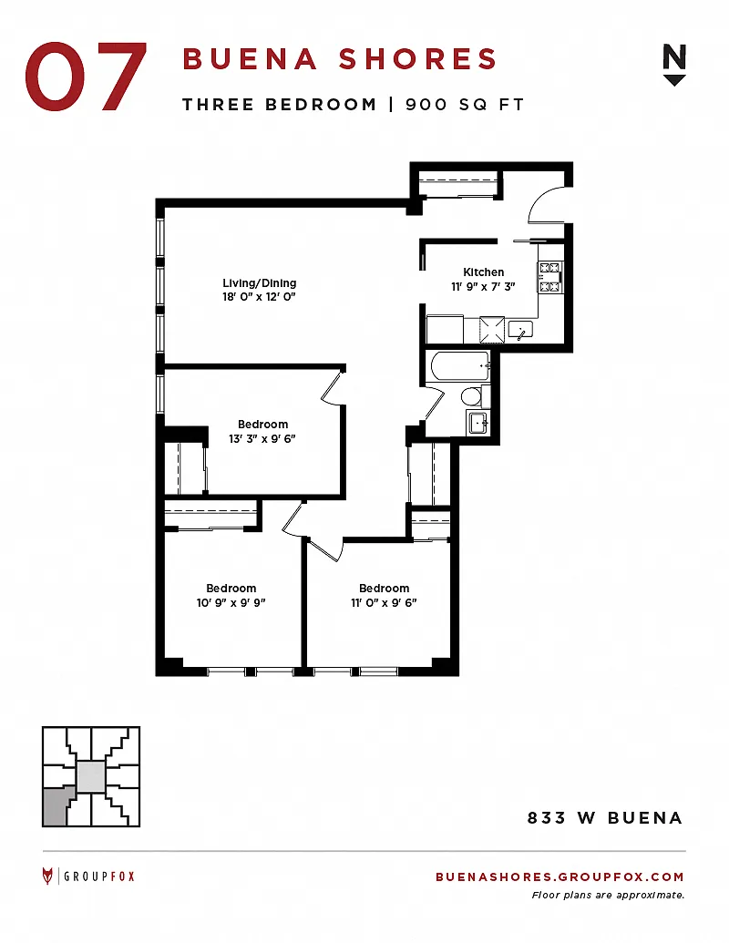 Floor plan Three Bedroom