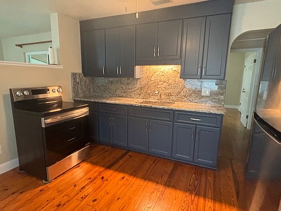 Kitchen with new appliances. No dishwasher, microwave or disposal.