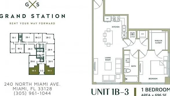 1B-3 | 696 Square Foot One Bedroom One Bath 1B-3 | 696 Square Foot One Bedroom One Bath