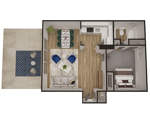 Floor plan El Monte B Renovated | 1 Bed | 1 Bath