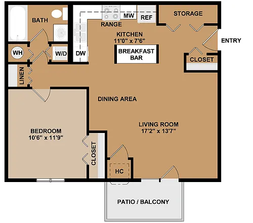 Floor plan 1B1B-S