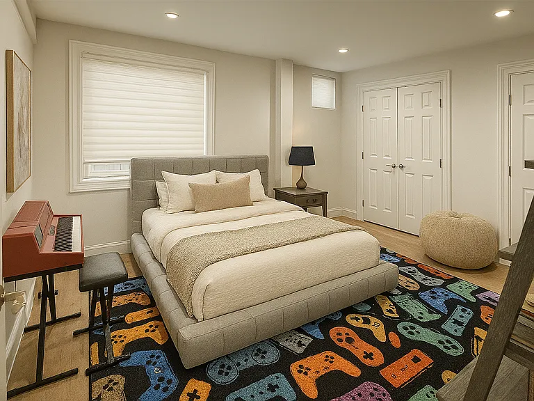 Bedroom with large closet space