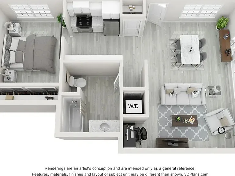 A photo of our 1x1 floor plan, The Pacific.