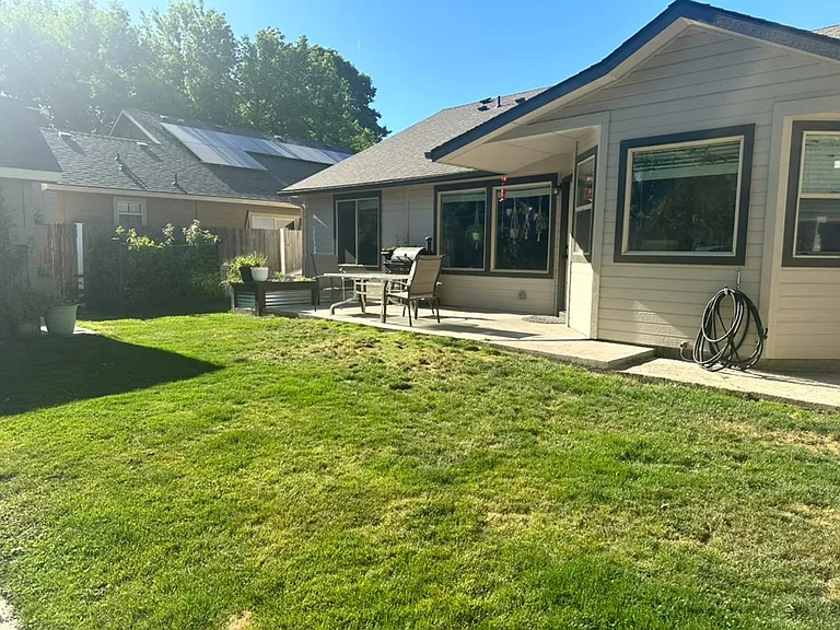Back patio and yard