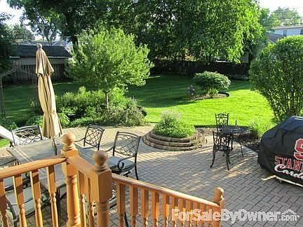 Patio with herb garden or fire pit