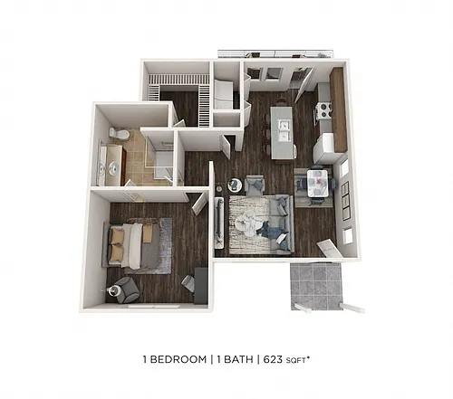 Floor plan One Bedroom Townhome