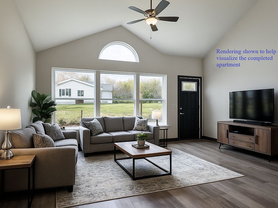 Rendering shown to help visualize the completed apartment