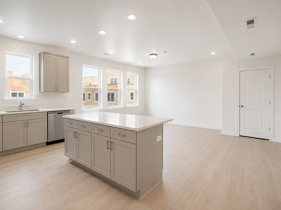 Kitchen island and great room