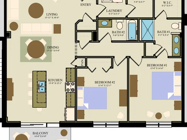 Suites 109, 209, 309 Plan, 117 On The Boulevard