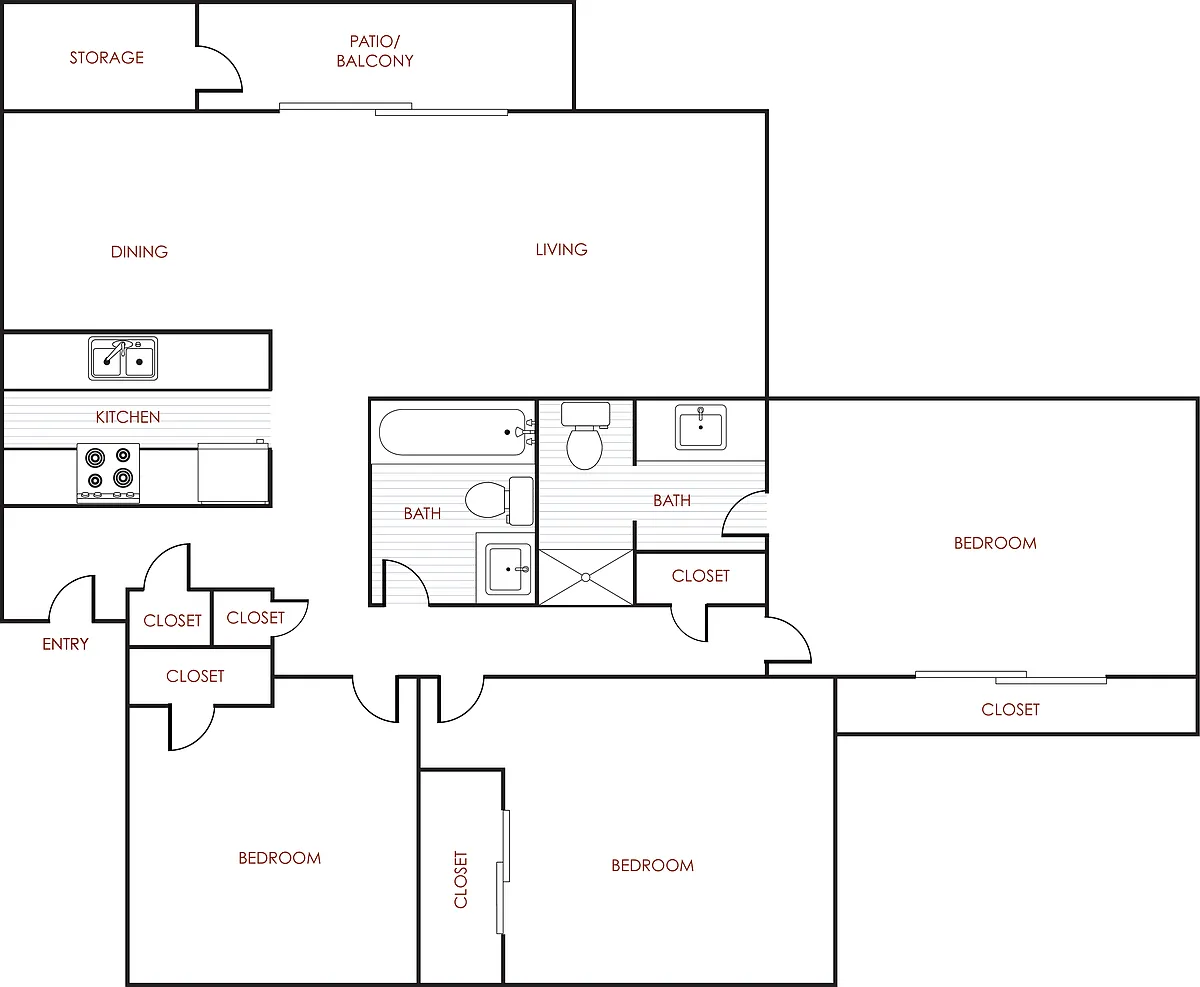 Floor plan 3 Bedroom 2 Bathroom