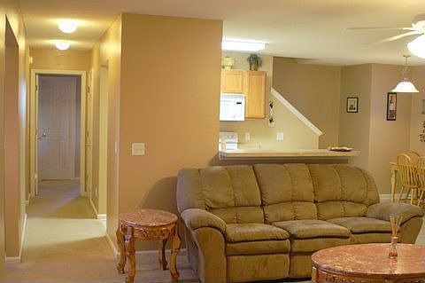 Kitchen overlooks Den